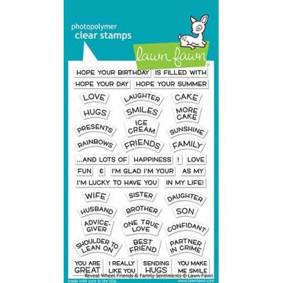 Lawn Fawn Clear Stamps - Reveal Wheel Friends & Family Sentiments